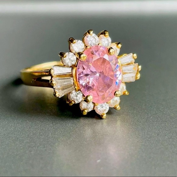 Jewelry - Estate 14k Gold Rose & White Cubic Zirconia Ring